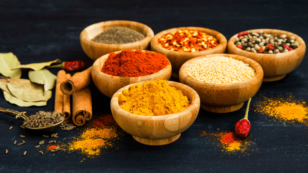 various kinds of spices in a bowl.